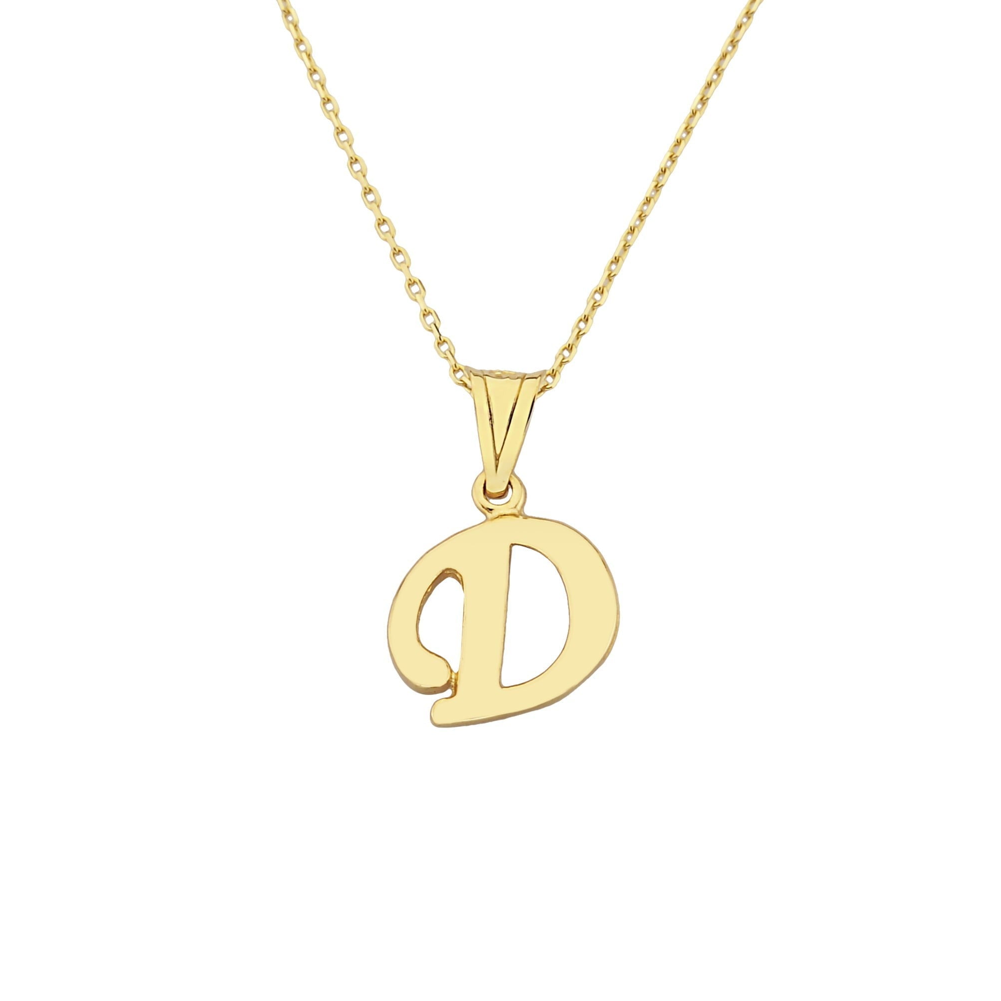 14K real Solid gold initial necklace for women , gift for her , birthday gift